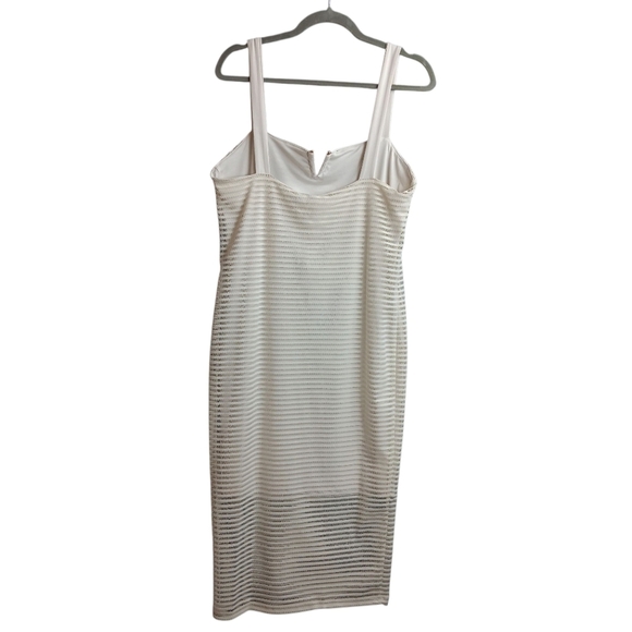 GOOD AMERICAN Dress Sheer Mesh Midi Ivory Sleeveless Women's Size 4 NWT Stretch - Picture 3 of 9